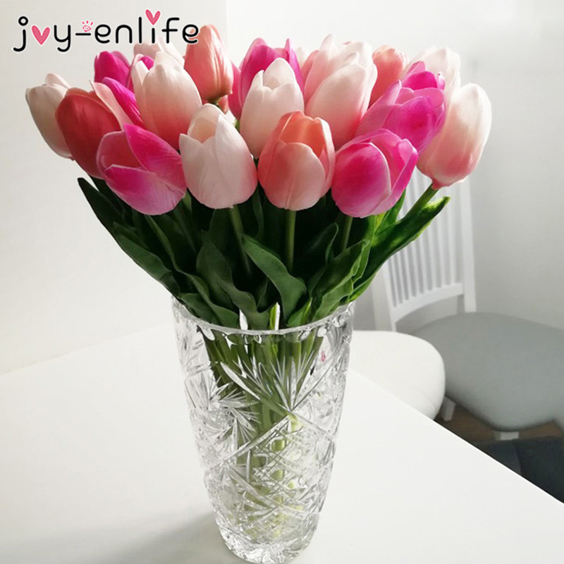 1/10Pcs Tulip Artificial Flower Latex Bridal Wedding Bouquet Home Vase Decor 