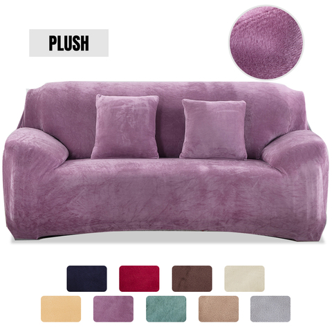 Velvet Plush L Shaped Sofa Cover For Living Room Elastic Furniture Couch  Slipcover