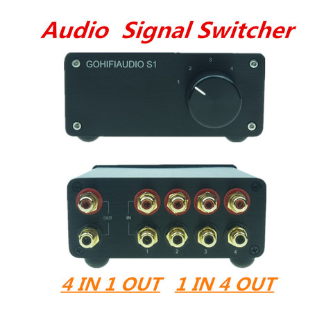 4 (1) IN 1 (4) OUT RCA signal audio connector selector Source HIFI input cable switch switcher schalter splitter box (black) ► Photo 1/6