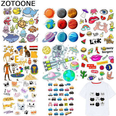 ZOTOONE Cartoon Car Stickers Planet Animal Patch Iron on Transfers for Clothes T-shirt Heat Transfer DIY Accessory Appliques F1 ► Photo 1/6
