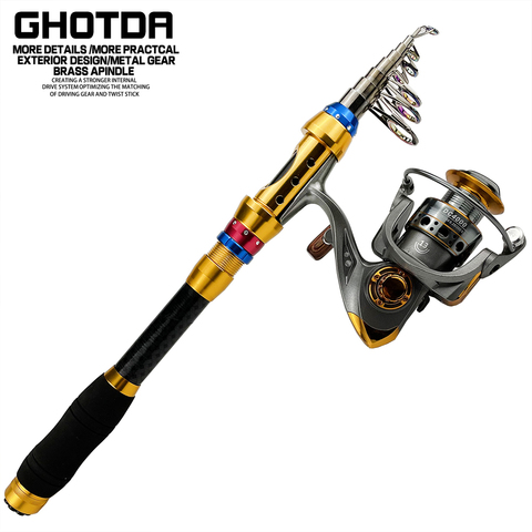 Fishing Kit Telescopic Fishing Rod Spinning Reel Metal Spool Coil Superhard Pole 1.8/2.1/2.4/2.7/3.0/3.6M ► Photo 1/6