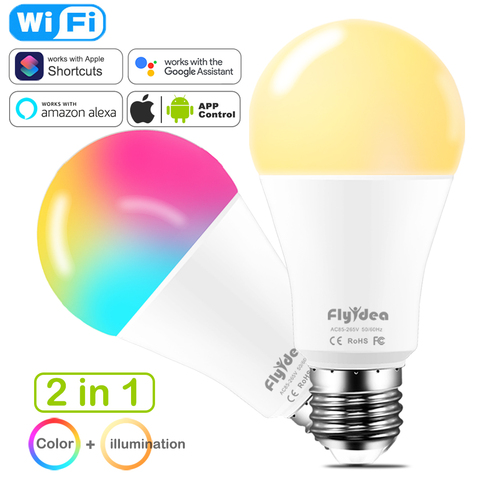Dimmable Smart Bulb 15W Color Changing WiFi Light RGB E27 LED Lamp 220V 110V Work with Alexa Google Assistant Siri Voice Control ► Photo 1/6