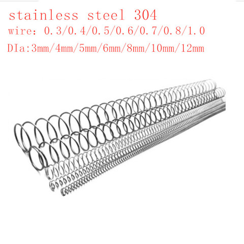 2-5pc 0.3mm 0.4mm 0.5mm 0.6mm 0.8mm 1.0mm 304 Stainless Steel Long Spring Y-type Compression Spring  OD 3-12mm Length 300mm ► Photo 1/6