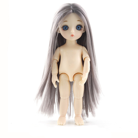 New Mini 16cm BJD Doll Naked Nude Baby Body 13 Movable Jointed  3D Realistic Eyes Fashion Dolls For Girls Birthday Present ► Photo 1/6