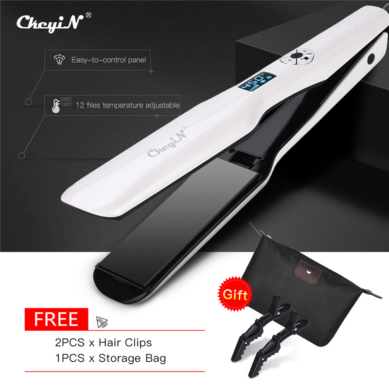 3D Rotating Hair Straightener Professional PTC Hair Styling Iron Fast Heating Flat Iron with Wide Heating Plate and LCD Screen 0 ► Photo 1/6