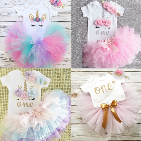 1 Year Baby Girl Clothes Unicorn Party tutu Girls Dress Newborn