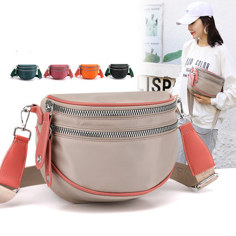 Vento Marea Waterproof Shoulder Bag For Women 2022 New Nylon Wide Strap Crossbody Bag High Quality Soft Saddle Purse And Handbag ► Photo 1/6