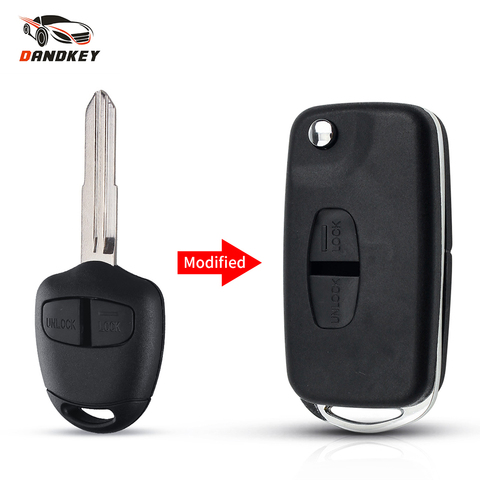 Dandkey 2 Buttons Modified Case For Mitsubishi Pajero Sport Outlander Grandis ASX Flip Remote Key Shell Fob Uncut MIT11 Blade ► Photo 1/6