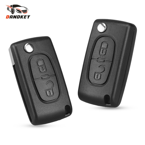 Dandkey 2 Buttons For Peugeot 307 408 308 3008 Fob CE0536 CE0523 Remote Car Key Replacement Shell Case With VA2 Blade HU83 Blade ► Photo 1/5