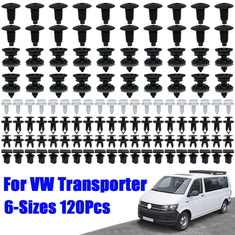 120PCS 6 Sizes Car Door Trim Panels Clips Auto Body Push Pin Rivet Interior Roof Carpet Retainer For VW Transporter T4 T5 T6 ► Photo 1/6