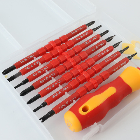 8pc precision screwdriver bit set Magnetic insulation Removable destornillador Electrician home electrical special repair tools ► Photo 1/6