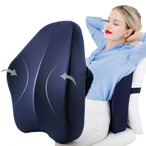 Chair Back Support Seat Back Lumbar Cushion Best Premium Memory Foam Pillow Ergonomic Relieve Sciatica Low Back Pain Dropship ► Photo 1/6