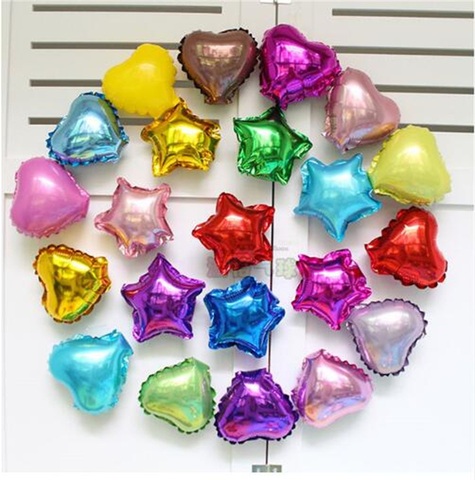 100pcs 5inch colorful heart star foil balloons birthday wedding party decoration Pure color helium ballons air globos suppie ► Photo 1/6