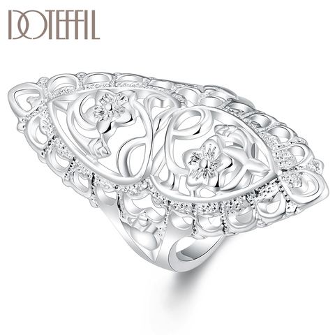 DOTEFFIL 925 Sterling Silver Hollow carved Ring Classic For Women Fashion Wedding Engagement Party Gift Charm Jewelry ► Photo 1/6