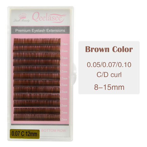 Qeelasee Brown Color False Eyelash Extensions Mink Brown Lash Material Makeup Maquiagem Cilios C/D Curls 1 Tray/Lot ► Photo 1/6
