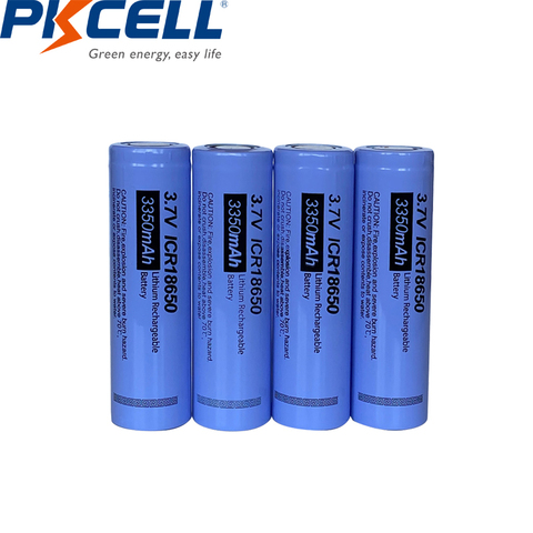 4PC PKCELL 18650 battery 3350mah 3.7 v ICR18650 Lithium Battery Li-ion Rechargeable battery For Flashlight batteries ► Photo 1/6