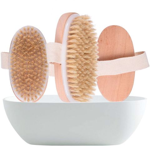 Natural Boar Bristles Dry Body Brush Wooden Oval Shower Bath Brushes Exfoliating Massage Cellulite Treatment Blood Circulation ► Photo 1/6