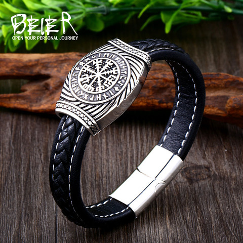 Beier 316L stainless steel Nordic Viking Stacked Triangle Bangle Novos Lucky Symbol High Quality Jewelry LLBC-L052L ► Photo 1/6