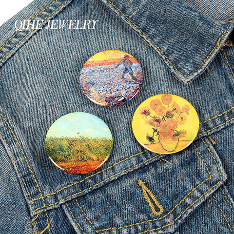 World Masterpiece Enamel Lapel Pins Artist Van Gogh Round Brooches Badges Fashion Pins Gifts for Friends Jewelry Wholesale ► Photo 1/6