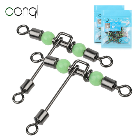 DONQL 5/20pcs Fishing Swivel Connector Bearing Rolling 3 Way T Shape Fishhook Lure Line Connector Fishing Tackle Luminous Beads ► Photo 1/6