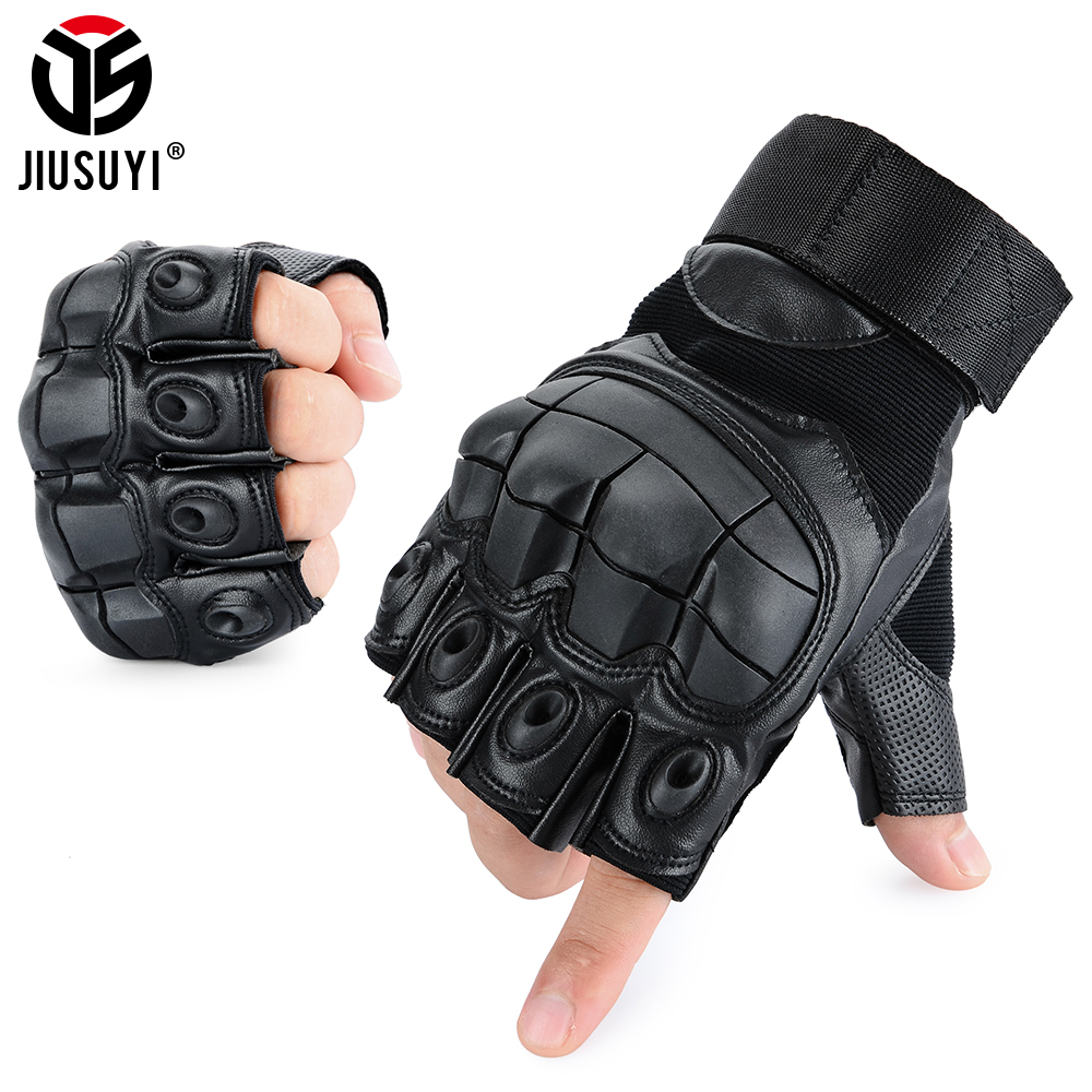 Tactical Fingerless Gloves Army Shooting Paintball Hard Knuckle Half Finger 