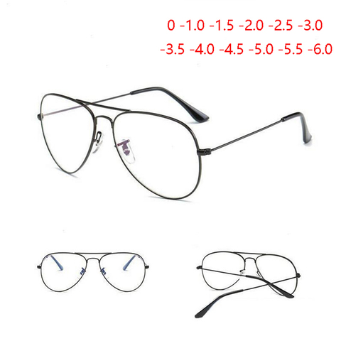 Women Men Myopia Optical Prescription Glasses Anti Blue Light Pilot Nearsighted Eyeglasses Shorted Sighted Goggles-1.0 to-6.0 ► Photo 1/6