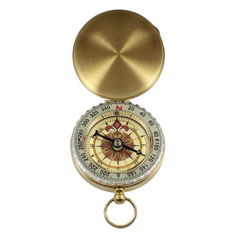 Luminous Classic Golden Bronzing Pocket Watch Style Brass Keychain Portable Camping Hiking Compass Precision Navigation Outdoor ► Photo 1/6