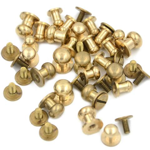 10Pcs 5-8mm Solid Brass Round Head Stud Spot Screwback Screw Back Chicago Screw Nail Rivet Nipple Buckle Leather Craft Bag Belt ► Photo 1/6