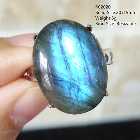 Genuine Natural Blue Light Black Labradorite Ring Cat Eye Love Gift 925 Sterling Silver Adjustable Ring Jewelry AAAAA ► Photo 1/6