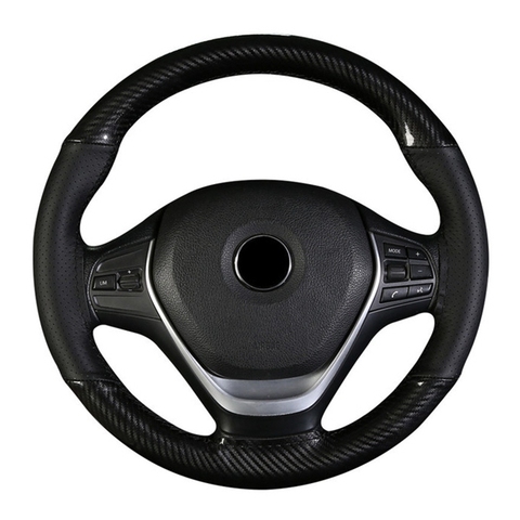 DIY Steering Wheel Cover Soft Carbon + Fiber Leather Braid On The Steering-wheel Of Car With Needle and Thread ► Photo 1/6