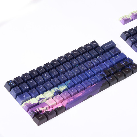 Sunset Starry Sky Keycap PBT Sublimation Keycaps OEM Profile Mechanical Keyboard Personality Key-cap Compatible with GH60/104 ► Photo 1/6