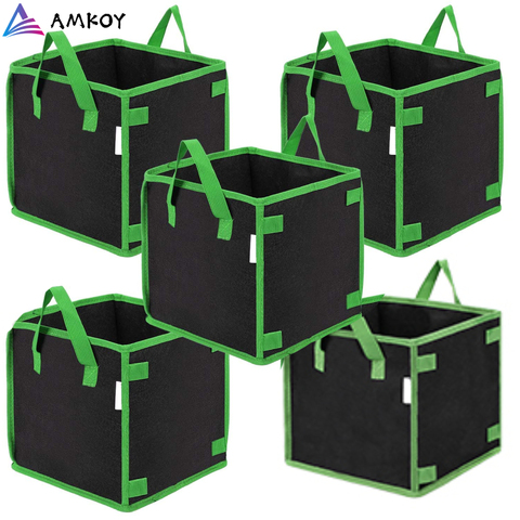 AMKOY 3/5/7/10 Gallon Square Garden Plant Grow Bag Felt Potato Vegetable Flower Planter Pot Planter Eco-Friendly Growing Bags ► Photo 1/6