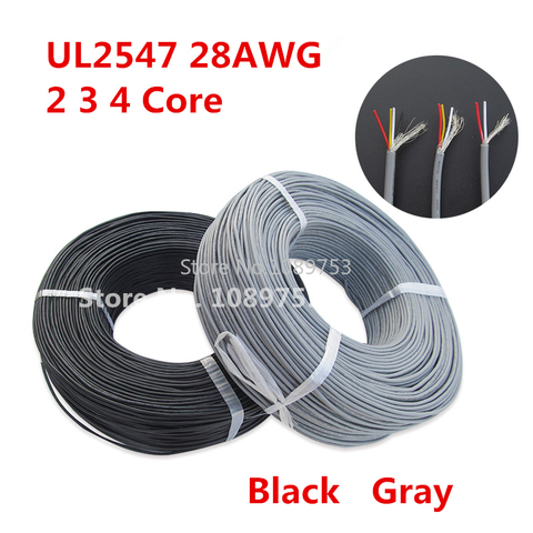 5 Meters Shielded Wire UL2547 28AWG 2 3 4 Core 2.1 Channel Audio Line Signal Cable Shield Wire for Amplifier,Black Grey ► Photo 1/5