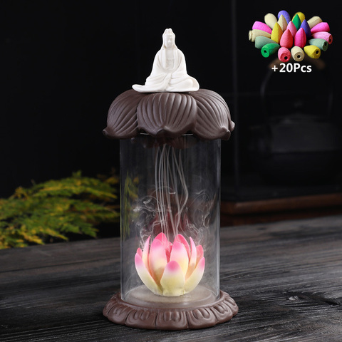 Windproof Buddha Lotus Waterfall Backflow Incense Burner Sun Wukong Monkey King Home office Tea House Decorate Incense Censer ► Photo 1/6