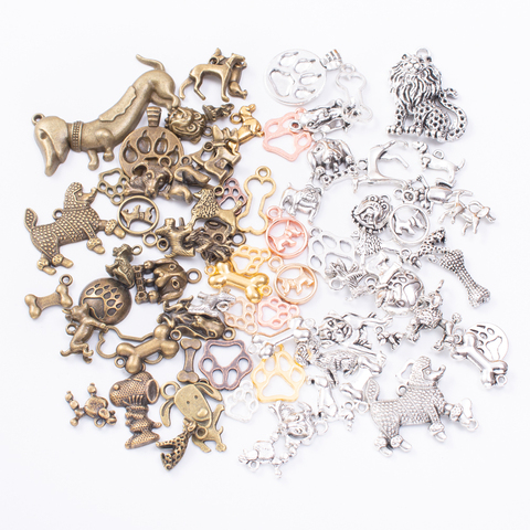 50g hot sale metal  mixed charm animal dog antique bronze bracelet necklace handmade jewelry making wholesale DIY ► Photo 1/3