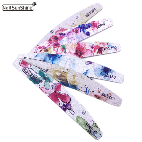 6pc Mix Nail Files Strong Sandpaper Washable Nails Buffer Emery Board 80/100/150/180/240/320 Grit Lime a ongle Manicure Polisher ► Photo 1/6