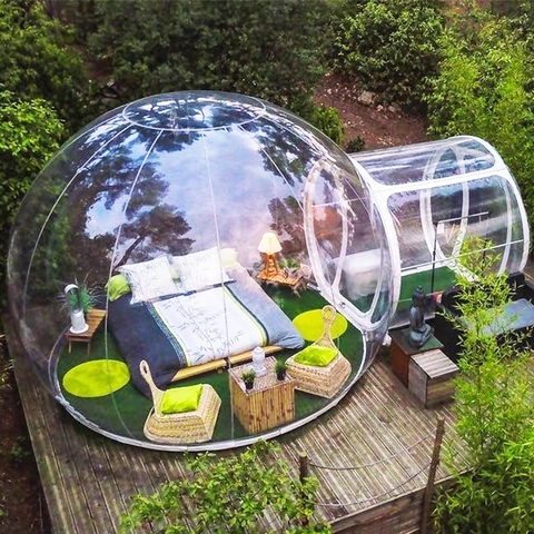 Outdoor Camping Clear Inflatable Air Dome Igloo Lawn Transparent Bubble Tent 3m Dome Inflatable Bubble Tent with Single Tunnel ► Photo 1/6