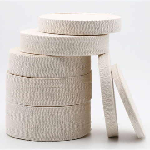 Diy Cloth Accessories 100% Cotton Herringbone Beige Tape Package Cotton Ribbon 10MM 12MM 15MM 20MM 25MM 30MM 40MM 50MM50yards ► Photo 1/6