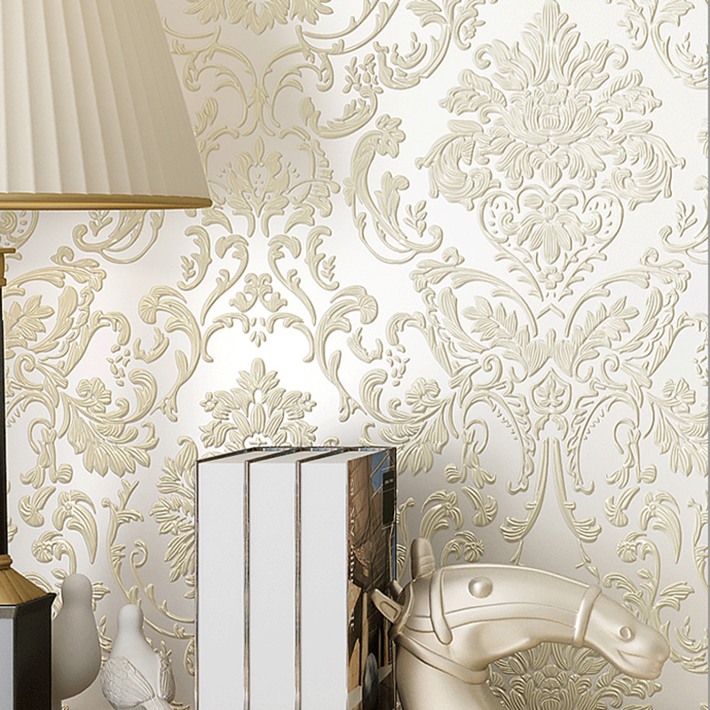 10M 3D Vintage Luxury Gold Damask Wallpaper Embossed Textured Non-woven Roll