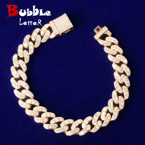 10mm Gold Color Miami Cuban Link Bracelet Bling Women Jewelry AAAA Zircon Charm Hip Hop Chain ► Photo 1/6