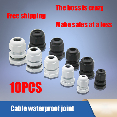 Waterproof Cable Gland 10pcs Cable entry IP68 PG7 for 3-6.5mm PG9 PG11 PG13.5 PG16 PG19/21/ White Black Nylon Plastic Connector ► Photo 1/5