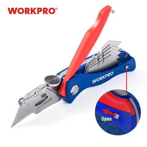 WORKPRO Folding Knife Pipe Cutter Electrician Cable Cutter Safety Knife Security Tool Plastic Handle Knife with 5PC blades ► Photo 1/4