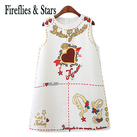 Spring Summer quality girls dress baby dress kids brand vestidos children sleeveless clothes heart letter print 2 to 9 yrs ► Photo 1/6