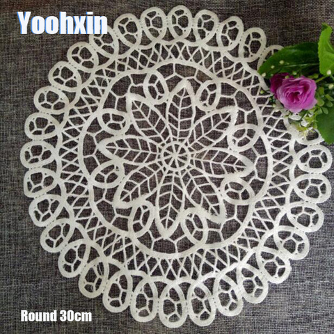 NEW round Lace embroidery placemat cup dish coaster tea coffee mug kitchen wedding drink table place mat cloth dining pad doily ► Photo 1/3