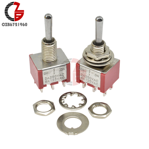 MTS-223 Self Resetting Stainless Steel Toggle Switch 13*11.6MM Red 6Pin On-Off-On Switch Silver Contactor 125V 5A 250V 2A ► Photo 1/2