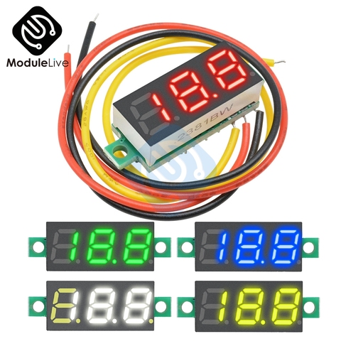 0.28 Inch 0.28'' 3 Bits Wire Mini DC Digital Tube Panel Voltmeter Panel Mount LED Voltage Meter Tester Volt ► Photo 1/6