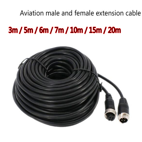 3m / 5m / 6m / 7m / 10m /15m 32FT 4-Pin Aviation Extension Cable for Car Video Rear view Camera Truck Trailer ► Photo 1/6