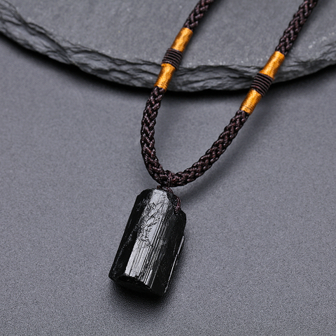 Fashion Crystal Gem Healing Stone Black Tourmaline Stone Pendant Necklace Crystal Gem Specimen ► Photo 1/6