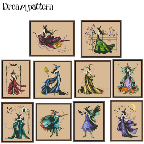 Halloween wizardcross stitch kits fairy aida fabric 18ct 14ct 11ct flaxen linen cotton thread embroidery kits DIY craft set ► Photo 1/6