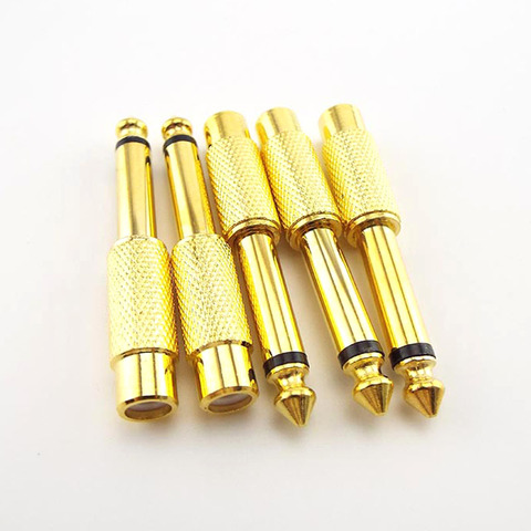 2/5/10pcs Golden Audio Adapter 6.35mm 1/4